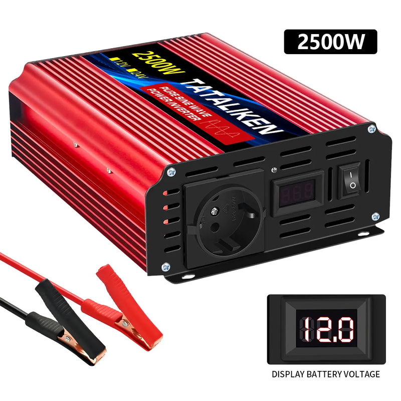 1000W-10000W Inverter 12V/24V 220V Pure Sine Wave Converter Solar Inverters With LED EU Socket