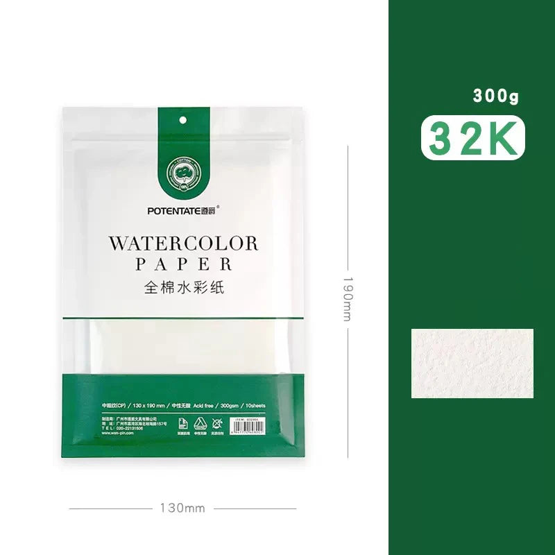 100% Cotton Watercolor Paper,10 Sheets/Bag, 300GMS