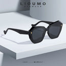 LIOUMO Luxury Polygon Frame Oversized Sunglasses Women Polarized Gradient Driving Glasses Men Trend Rivet Goggle zonnebril heren