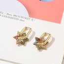 Hochwertige Zirkonia Creolen für Damen, elegante Stern-Kupfer-Ohrhänger, weiblicher Hochzeitsfeier-Schmuck, Pärchen-Geschenk