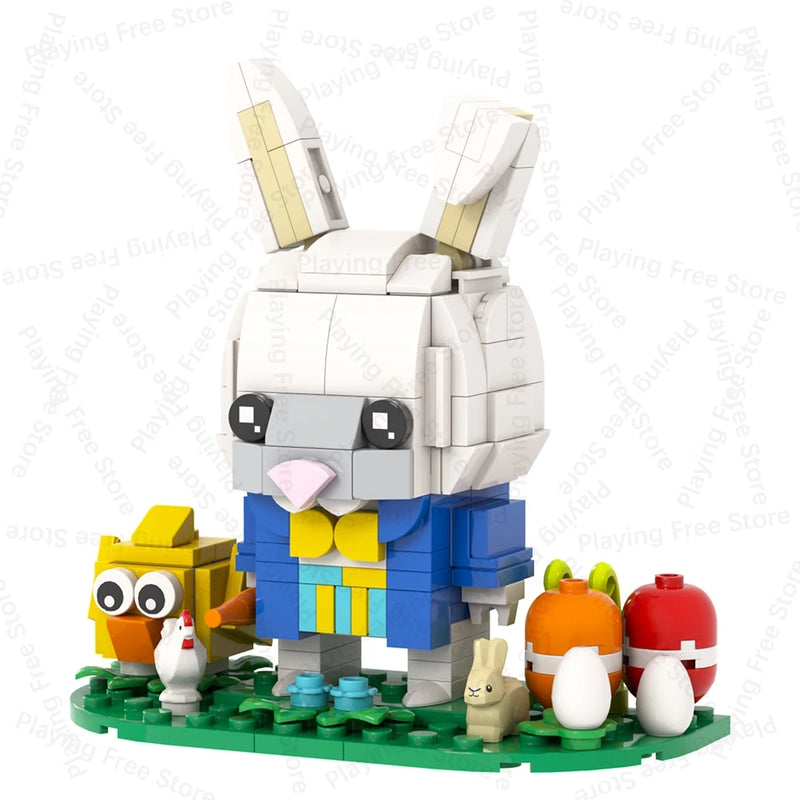 MOC Animal Brick Cat Shark Easter Bunny Deer Rabbit Compatible Building Blocks Set Assembly Toys For Children Adult Friends Gift