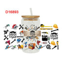 3D UV DTF Transfers Aufkleber 16oz Becher Wraps Papa Vatertag Bedruckt für DIY Glas Keramik Metall Leder Etc. D16893