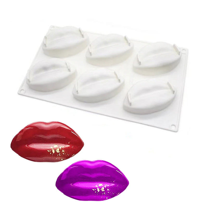 6 Cavity Sexy Lip Silicone Chocolate Mousse Mold Diy Handmade Dessert Soap Mould Cake Decorating Tools Kitchen Bakeware