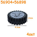Car Truck Wheels Hub Bricks MOC Technical Tire Wheel Cross Hole Set Motorcycle Tyre & Rim Construction Building Blocks