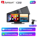 Junsun 10.26 "Wireless CarPlay Android Auto Car Radio 4K Dash Cam Rearview Camera Wifi GPS Navigation Dashboard Video Recorder