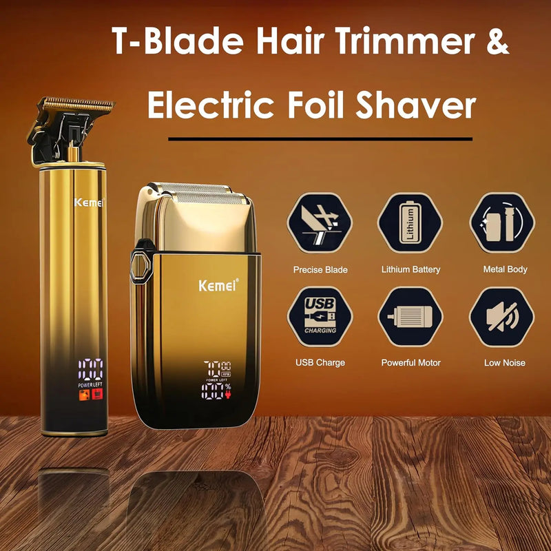 Kemei 2in1 Combo Electric Shaver & Beard Hair Trimmer For Men Bald Head Foil ELectric Razor Facial Shaving Machine Hair Clipper