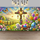 Easter Happy Theme Party Decoration Backdrop Spring Grass Flowers Rabbit Easter Egg Party Supplies Decorations Banner Gift