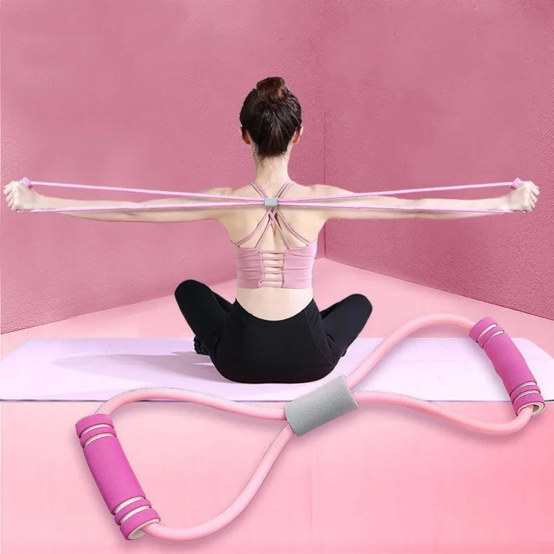 Gym 8 Word Elastic Band Chest Developer Rubber Expander Rope Sports Workout Resistance Bands Fitness Equipment Yoga Training