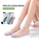 5 Pair Summer Thin Socks for Women Middle Tube Flower silk stockings Transparent Breathable Floral Sock Soft Spring Girl Socks