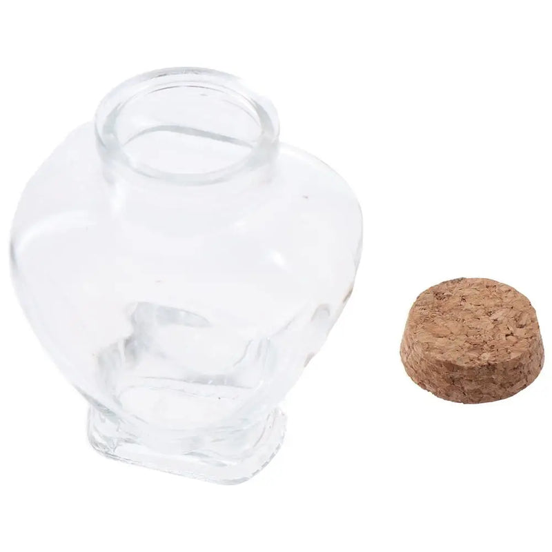 Small Heart-Shaped Bottle Clear with Cork Stoppers Empty Glass Jar Portable Bud Vases Jars