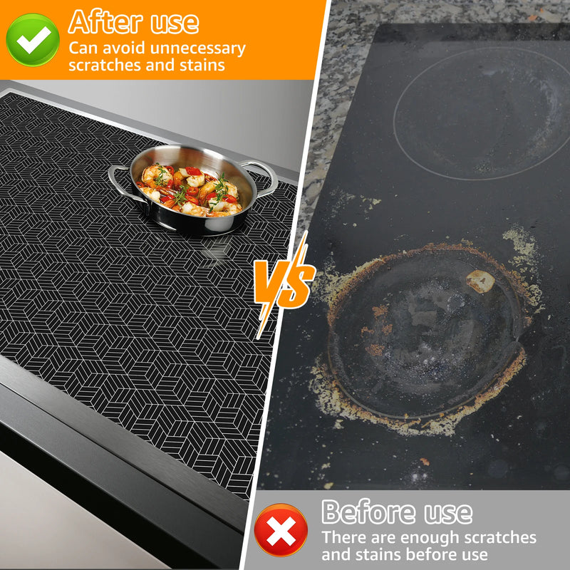 Induction Cooktop Mat Silicone Anti-Scratch Induction Cooktop Protector Mat Heat-Resistant Non-Slip Kitchen Counter Protect Mat