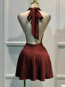 Solid Satin Women's Dress – Back Zipper Open Back Fitted, Vacation Party Evening Wear