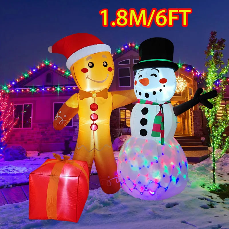 Santa Claus Waving Hand 1.8m Inflate Model Christmas Decoration Glowing Doll Cartoon Giant LED Lamp Party Gifts Outdoor Lawn