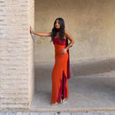 The Amalfi Hour | Colour-Block Scarf-Collar Maxi Dress