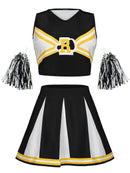 Women's Sexy Cheerleader Uniform Costume Skirt Pompoms Stage Music Performance Party Party Student Dress Christmas Halloween