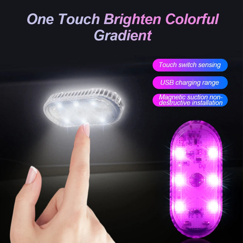 Multi Color Car Lights Wireless LED Touch Light Roof Ceiling Sensor Read Lamp Mini USB Charging Light Auto Interior Accsesories
