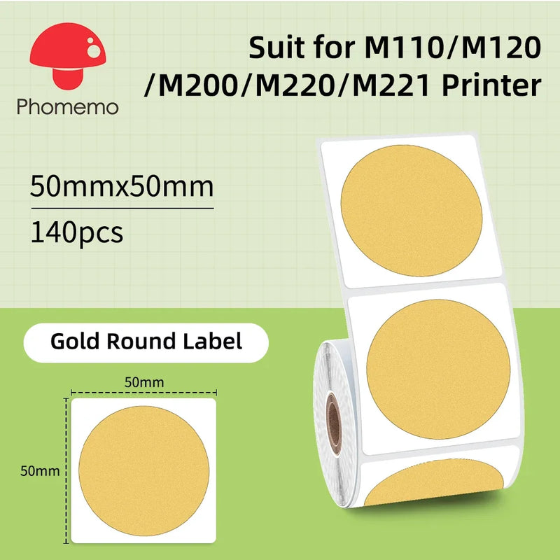 Phomemo Mini Printer Thermal White/Color/Round/Transparent Sticker Self Adhesive Waterproof Sticker For M110 M220 M221 M120 M200