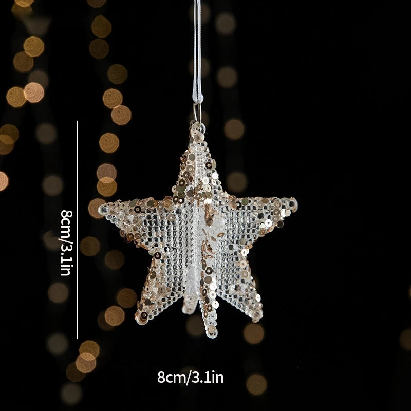 Christmas Decoration Acrylic Snowflake Icicle Pendants Xmas Tree Decor Snowflower Bell Hanging Pendant Home New Year Gift 2025