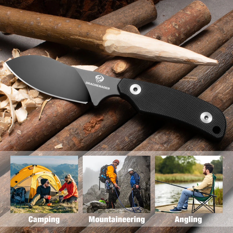 D2 Steel Neck Knife Tactical Hunting Knife with Kydex Sheath G10 Handle EDC Full Tang Small Fixed Blade Knife for Camping