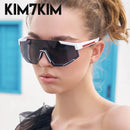 Y2K Sport-Sonnenbrille für Herren und Damen 2023, Luxus-Markenmode, große, einteilige Punk-Sonnenbrille, Herren-Wrap-Around-Brille aus den 2000er Jahren