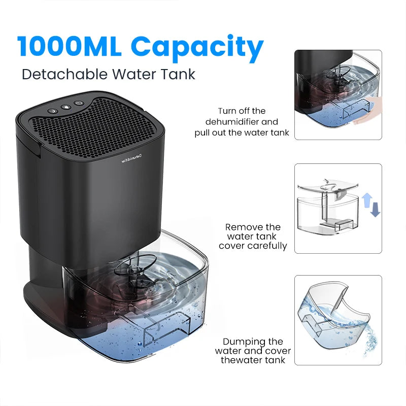 Portable Air Dehumidifier with Basic Air Filter for Home Room Office Kitchen Moisture Absorbers Machine Anti Humidity Air Dryer