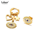 Lokaer Vintage Pearl Star Eyes Charm Earrings For Women Waterproof Stainless Steel CZ Crystal Hoop Earring Jewelry серьги E23226