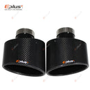 EPLUS Gloss Carbon Fiber Auspuffblende Endrohr Auspuffdüse Dekoration Universal Edelstahl Schwarz Oval 150mm Neigung Links Rechts