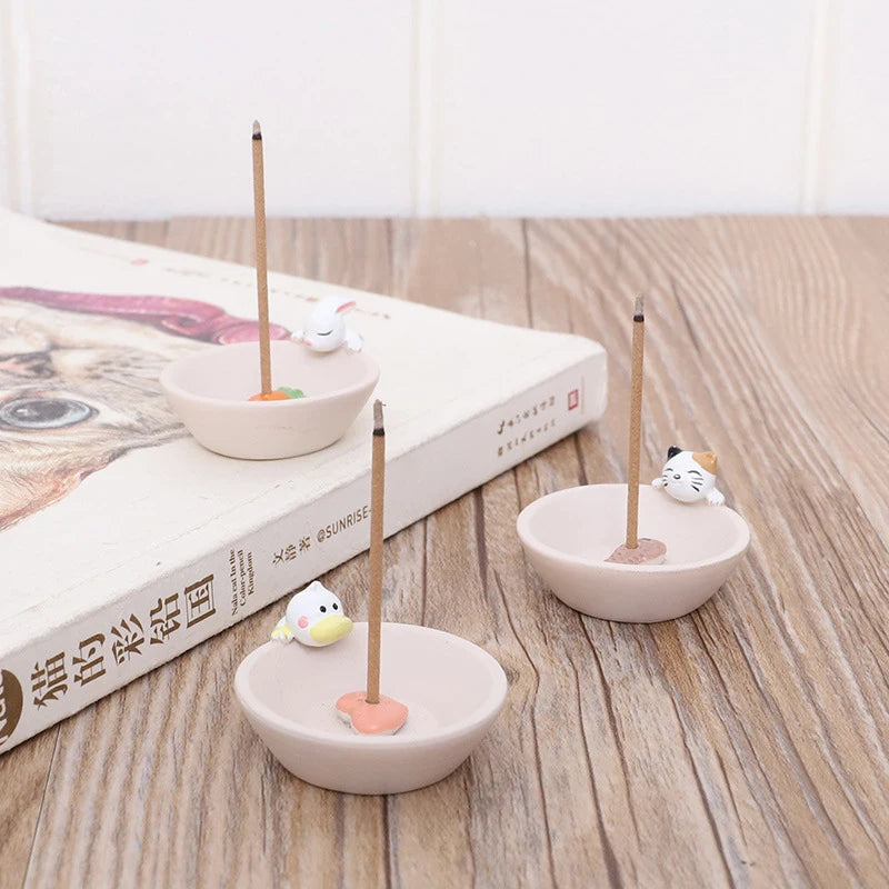 Cartoon animal Ceramic Incense Burner Stick Holder  incense tray Ash Catcher Plate Home Decoration ornaments