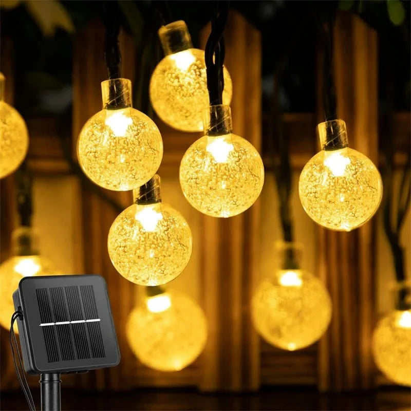 Solar Crystal Globe String Lights Outdoor Waterproof Fairy Light Christmas Halloween Party Decor Lights for Garden Patio Balcony