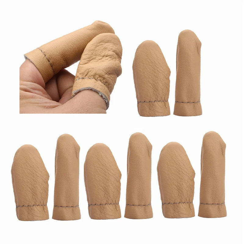 10Pcs Leather Thimble,Thumb&Forefinger Protector Sleeve Needle Felting Guard Finger Sleeve for Sewing Embroidery Needlework Tool