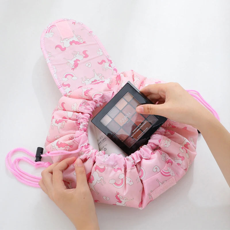 Women Drawstring Cosmetic Bag Travel Storage Makeup Bag Organizer Female Make Up Pouch Portable Waterproof Toiletry Beauty Case