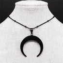 Gothic Stainless Steel Moon Necklace for Women Black Color Big Neckless Jewelry collar acero inoxidable mujer N3107S03