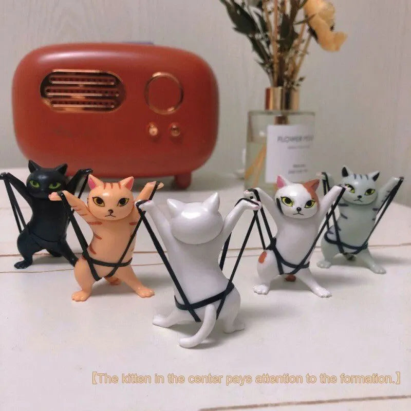 5 PCs Dancing Cat Figure Decoration Animation Cat Model Fashion Toy Enchanting Cat Capsule Toy Doll Cake Decoration