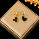 EILIECK 316L Stainless Steel Black White Geometric Earrings For Women Girl Fashion Ear Dangle Jewelry Holiday Gift Bijoux Серьги