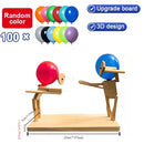 Balloon Bamboo Man Battle Handmade Wooden Fencing Puppets Wooden Bots Battle Game Two-Player Fast-Paced Balloon Battle Game