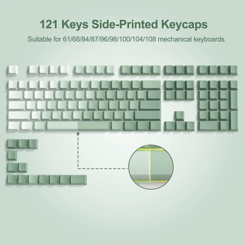 Gradient Purple Double Shot PBT Keycaps Cherry/OEM Profile 136 Keys Side Printed Keycaps for Gateron Cherry MX Switches Keyboard