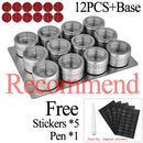 Magnetic Spice Jar Stainless Steel Seasoning Pot Set Household Condiment Bottle Storage Tank Rack with Stickers Kitchen Tools