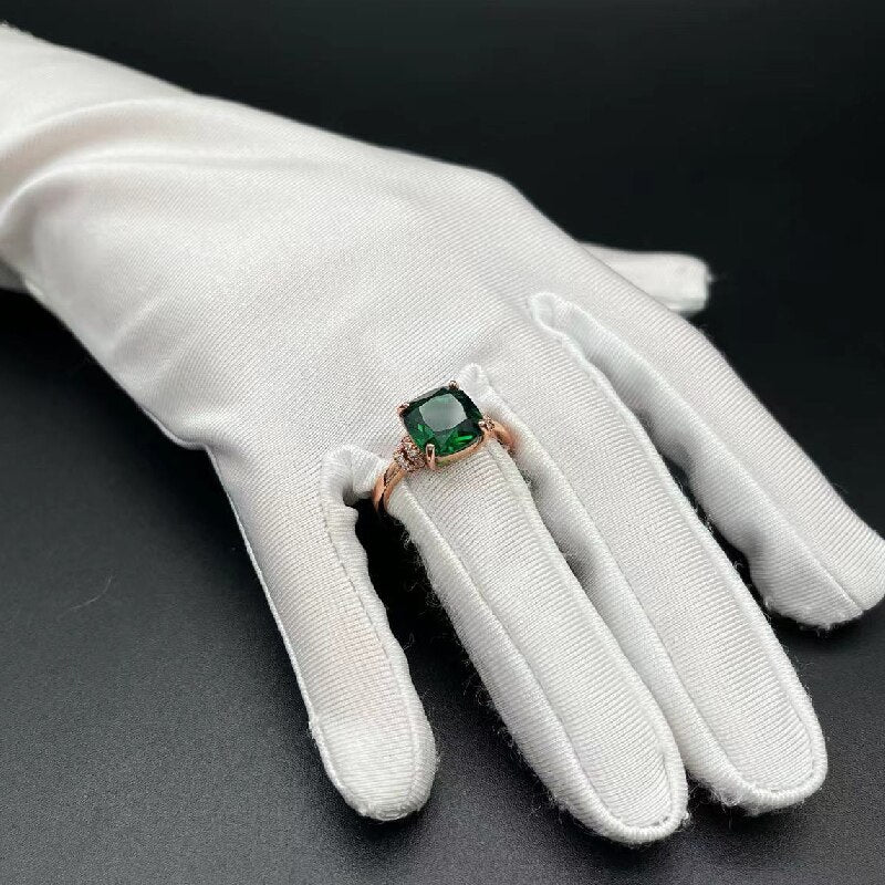 HuiSept Fashion Women Ring 925 Silver Jewelry Square Shape 8*8mm Emerald Zircon Gemstone Finger Rings for Wedding Party Gifts