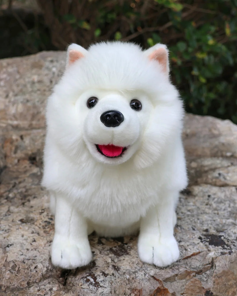 28cm Lifelike Samoyed Stuffed Toys Cute Realistic White Dog Plush Toy Puppy Plush Animals Toy Birthday Christmas Gifts