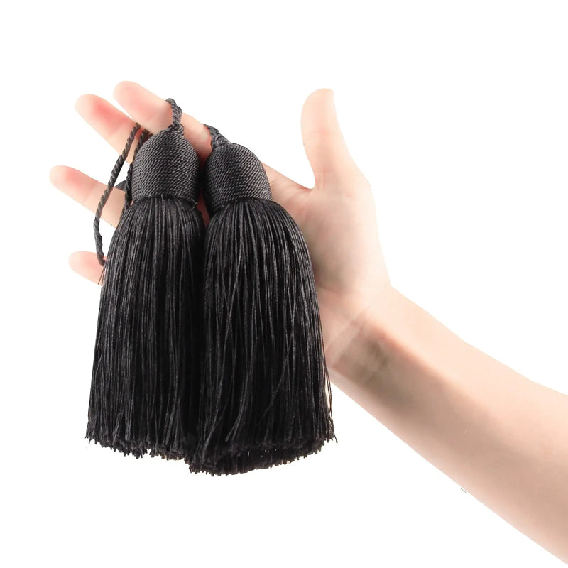 2Pcs Hanging Rope Tassels Sewing Bang Silk Fringe Trim Key Tassel for DIY Curtain Accessories Home Decoration Fringe Bag Gift