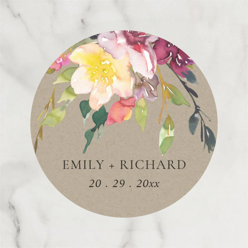 Customized wedding thank-you circular stickers, suitable for occasions such as weddings, birthdays, baptisms, and anniversaries.