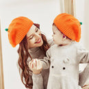 Pumpkin Beret Hat 2025 Halloween Thanksgiving Autumn and Winter Parent-Child Knitted Hat Warm Belle Hat Christmas Party Hats