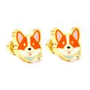 LUXUSTEEL Lovely Coloful Animal Stud Earrings For Girls Stainless Steel Anti-allergy Rabbit Penguin Dog BFF Jewelry Gifts
