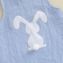 Infant Unisex Easter Romper Sleeveless Round Neck Bunny Embroidery Carrot Embroidery  Outfit for Baby Boy Girl