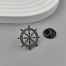 Hollow gold-plated rudder badge, black men's collar brooch, silver lapel pin, men's suit accessories set, Father's Day gift