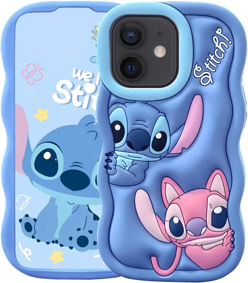 Stitch For iPhone 15 14 13 12 11 Pro Max mini PLus Xs XR 6 7 8 Plus Silicone Wave Soft Cover Case