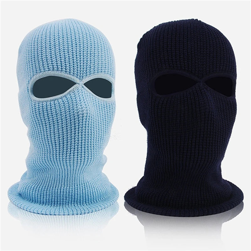 1PC Winter Knit Cap Warm Soft 2 Holes Full Face Ski Hat Hood Motorcycle Helmet Tactical Hat Fashion Women Men