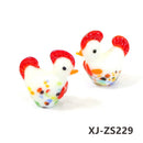2pcs Cute Handmade Glass Chicken Mini Figurines Ornaments Home Living Room Tabletop Fairy Garden Decor Easter Chick Tiny Statues