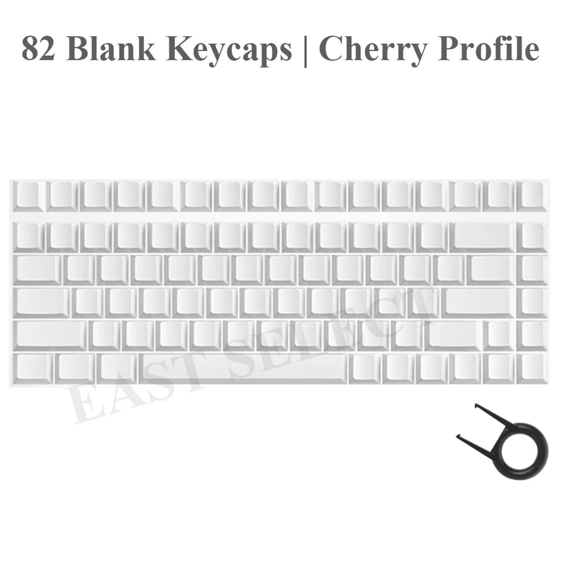 82 Blank Keycaps with Puller|Cherry Profile 1.5mm PBT Keyboard Caps|Oil Resistant Keycap for Mechanical Keyboard (Only Keycaps))