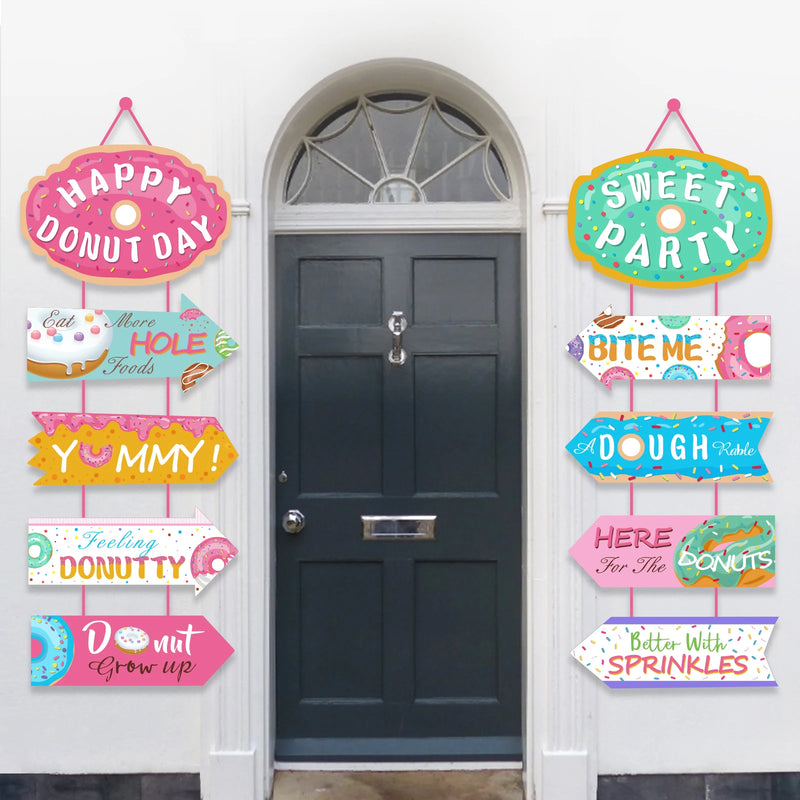 Sweet Donuts Party Decorations Wall Backdrops Hanging Banner Door Couplet Decoration Birthday Baby Shower Party Supplies